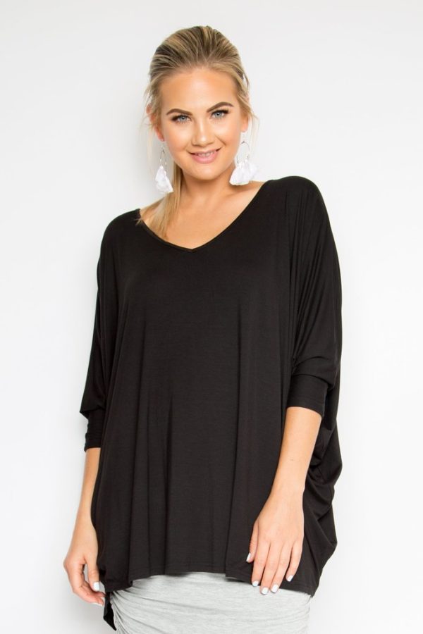 Long Sleeve Bamboo Top - lux fabric hi lo style.