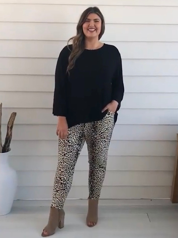 Leopard pants black top