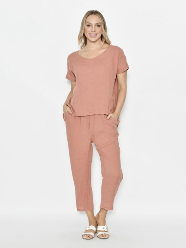 Linen pants and top - rust