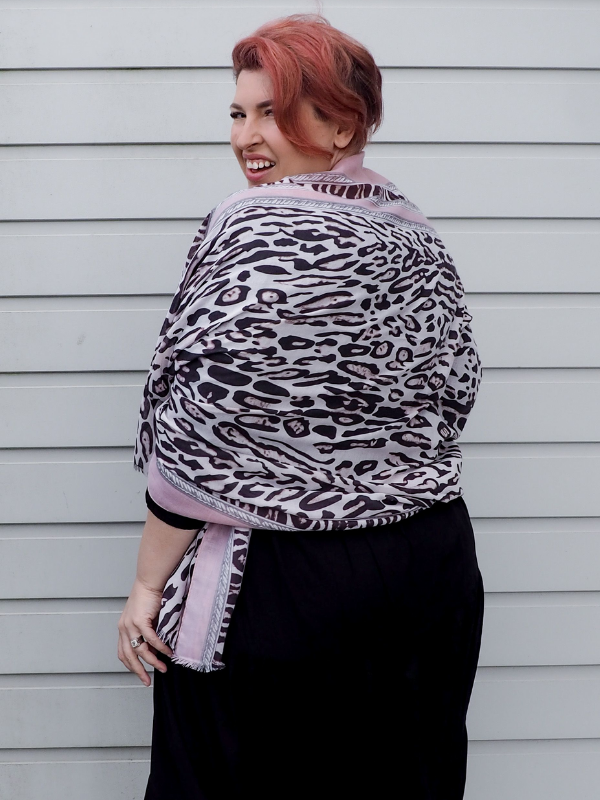 pink leopard scarf back