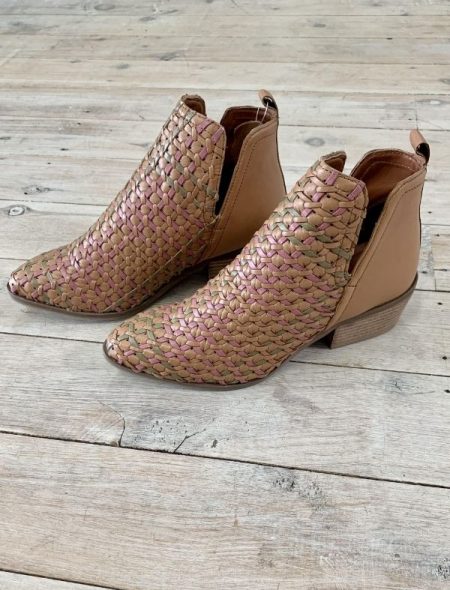 Tan ankle boots side view