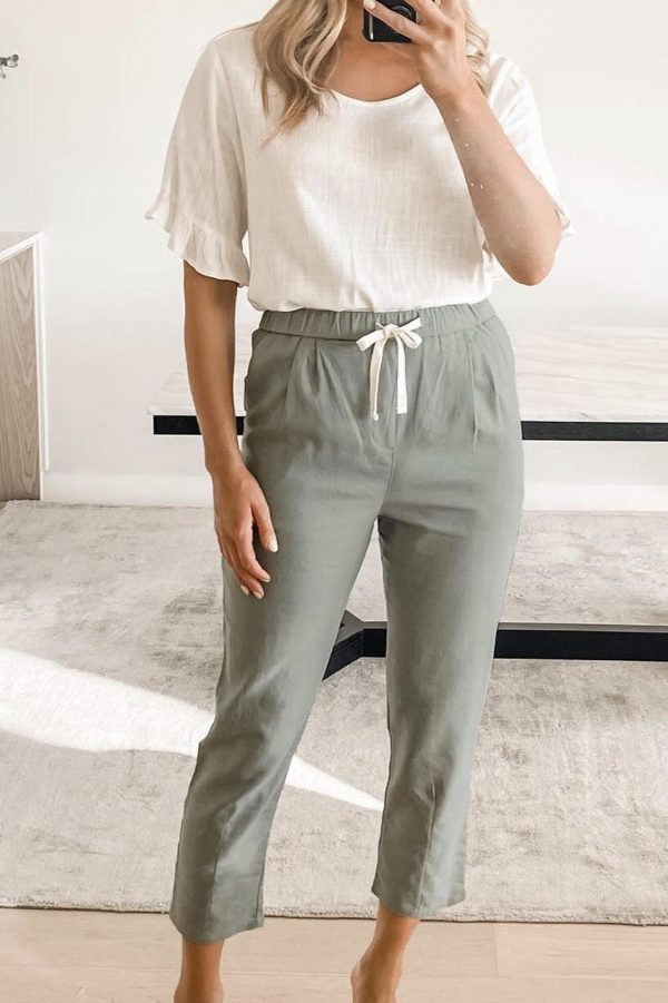 Relaxed Pants Sage Front