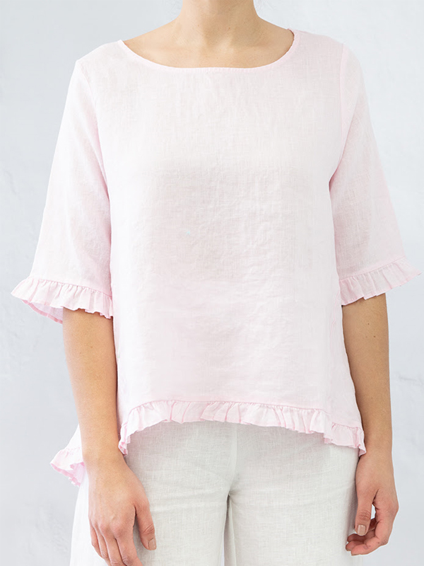 Naxos Linen Top Baby Pink