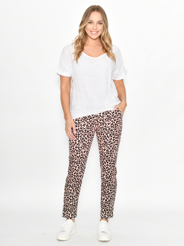 Pink Leopard Pants - Front