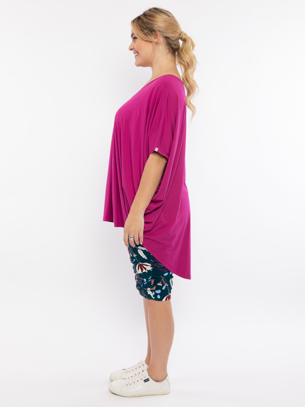 Hi Low Miracle Top in Fuchsia Side