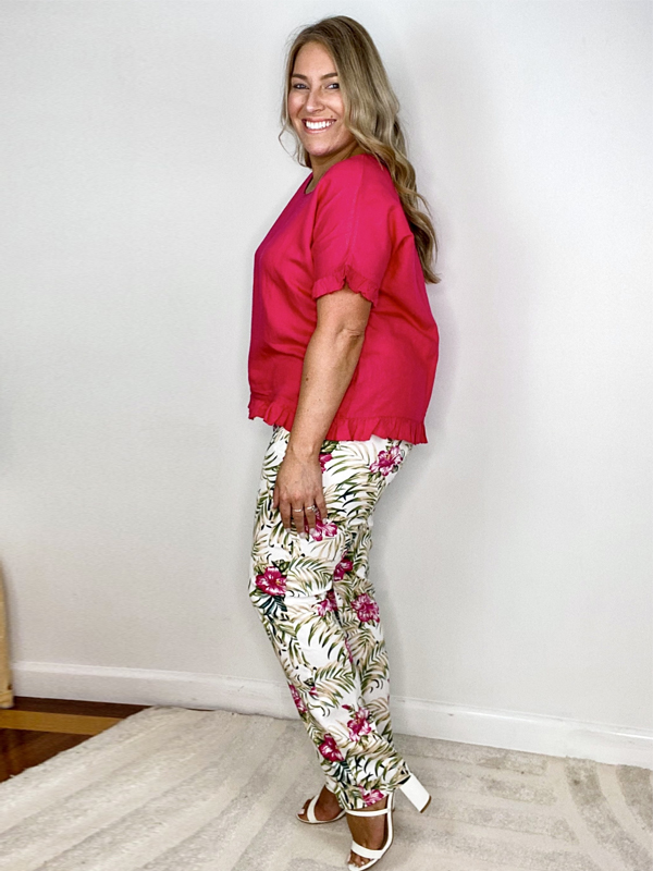 Cotton top and palm cove pants side