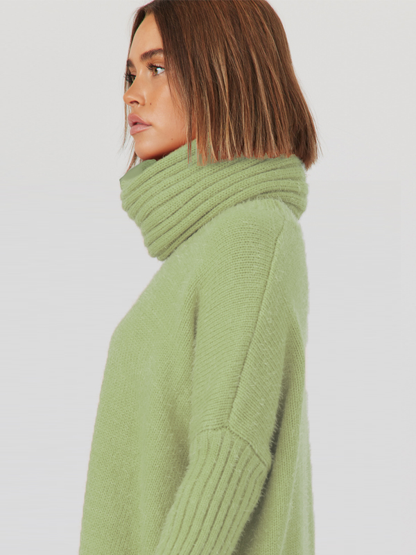 Sia snood knit Green Side Closeup