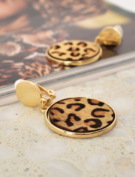 Clip on earrings cheetah print
